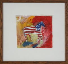 Vintage Chicano Social-Themed Painting -- "America's One Trick Pony"