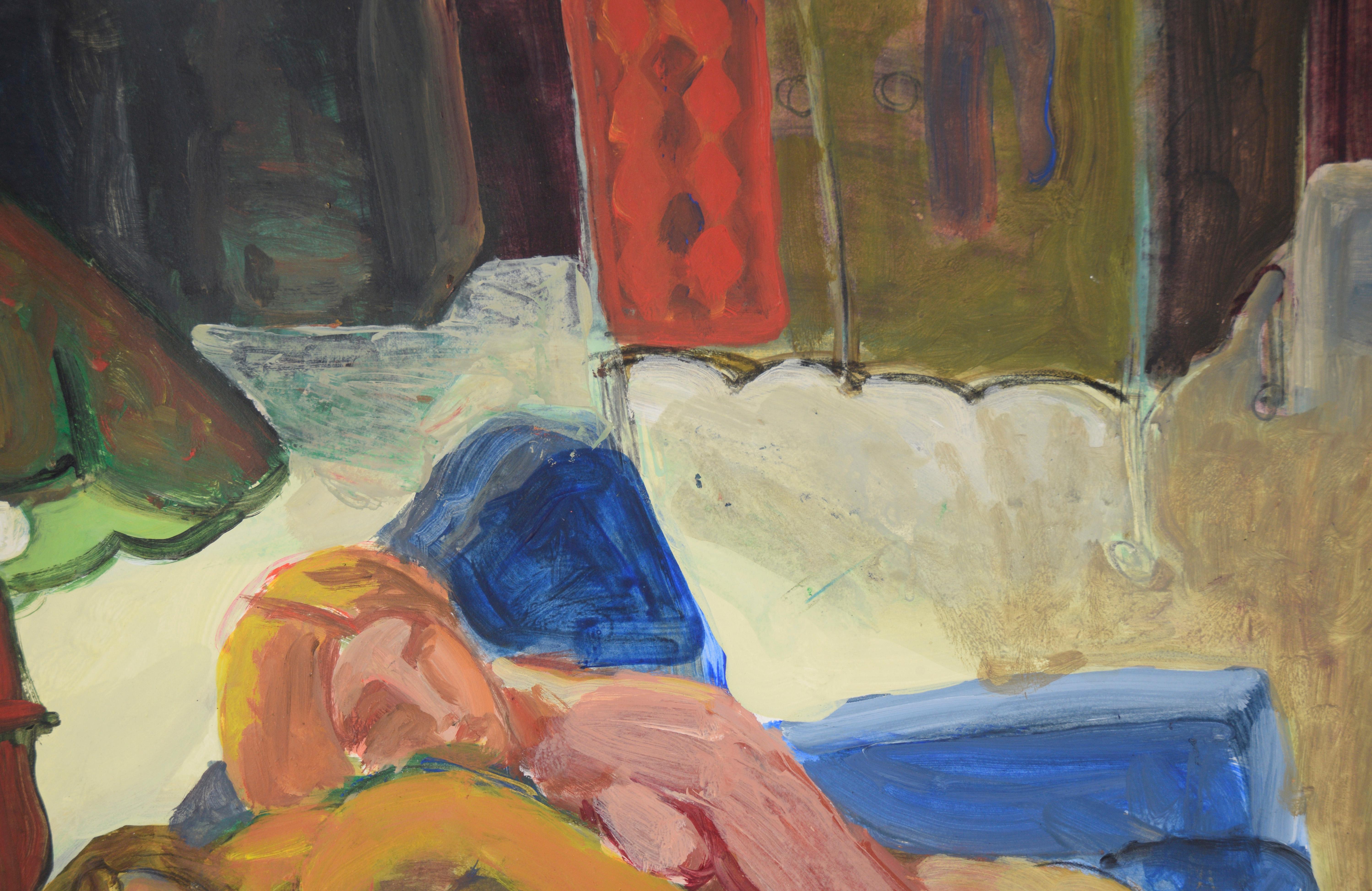 Original Vintage Expresionista Abstracto Figurativo  - 