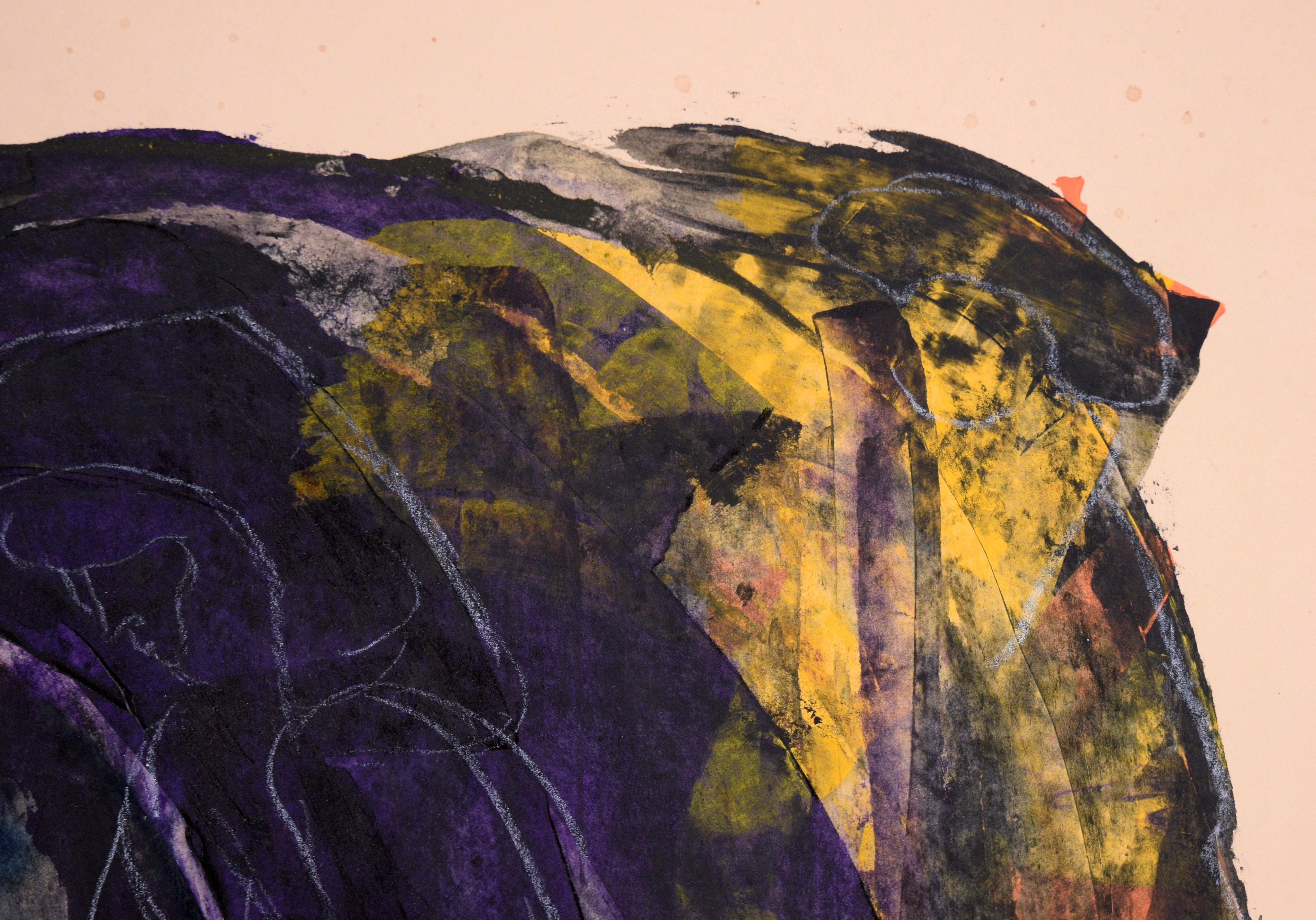 Composition figurative « Women in Purple and Shadow » (Femmes dans l'ombre et le violet) sur papier - Art de Ricardo de Silva