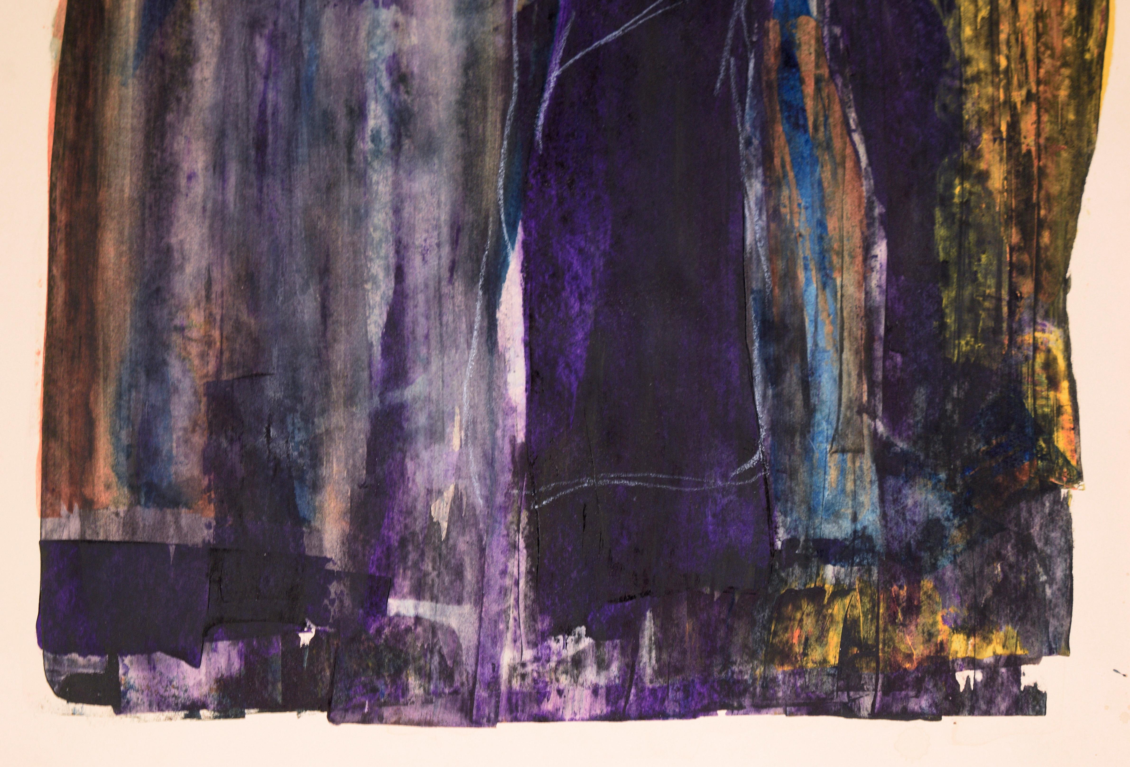 Composition figurative « Women in Purple and Shadow » (Femmes dans l'ombre et le violet) sur papier en vente 2