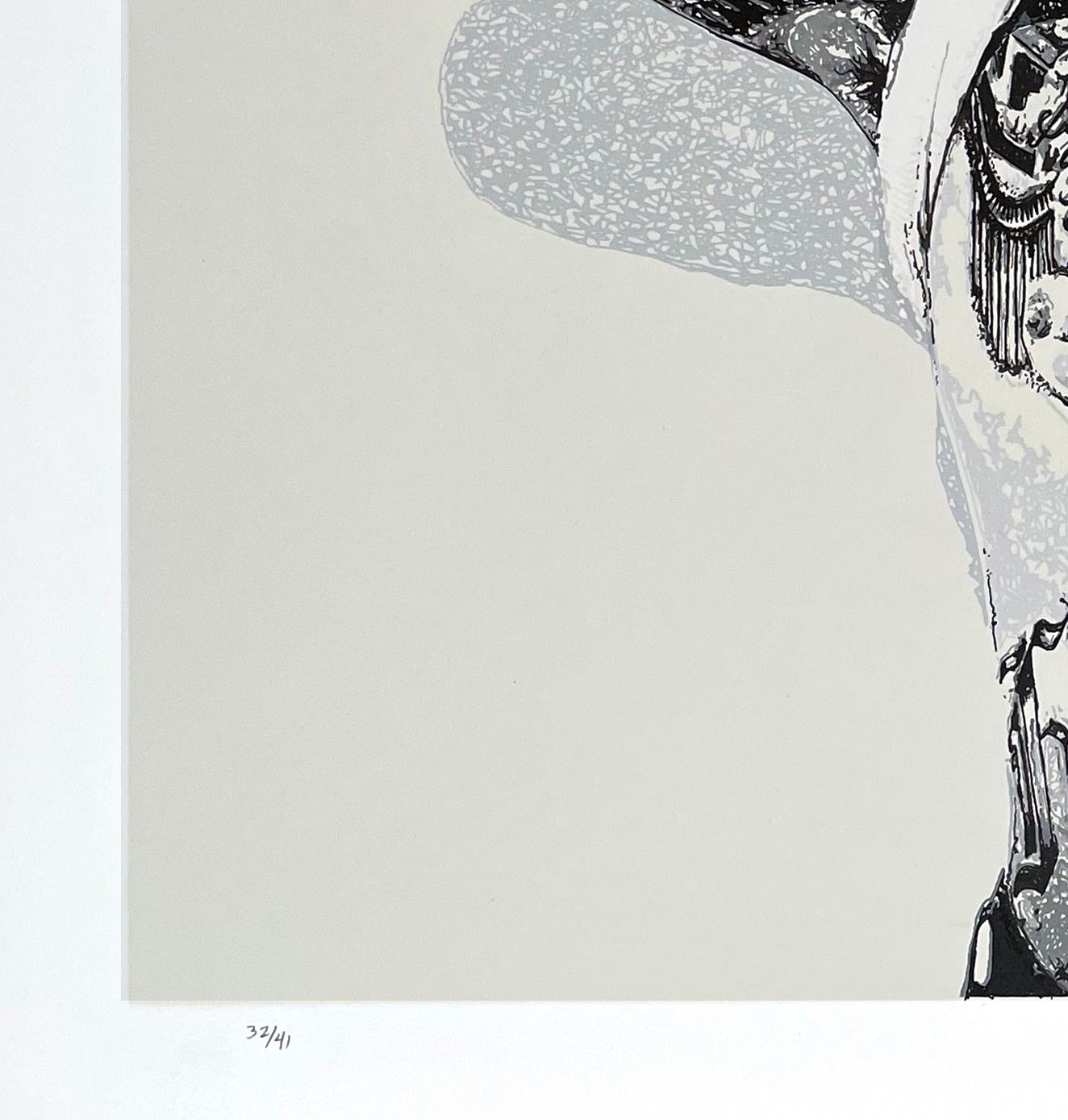 Cihuacoatl  (Grau), Figurative Print, von Ricardo Estrada