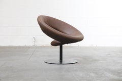 Ricardo Fasanello 'Anel' Leather Lounge Swivel Chairs, 1987, Signed Pair