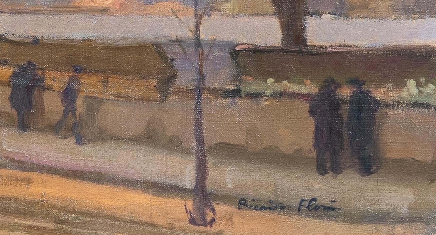 Notre-Dame. Grey weather, Paris - French School Painting by Ricardo Florés 
