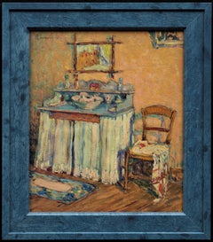 Antique "Interior with Chair and Vanity" circa 1918 by Ricardo Gomez-Gimeno (1892-1954) 