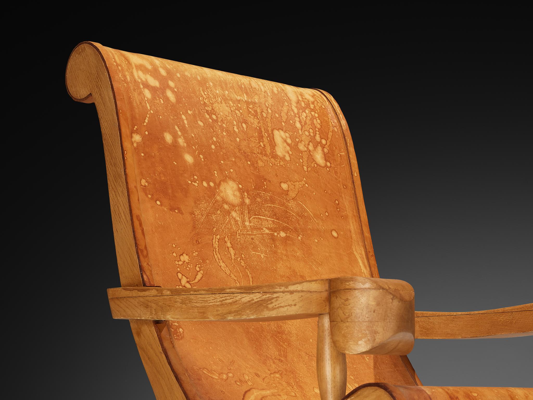Ricardo Legorreta 'Butaque' Armchair in Oak and Leather Moderno de mediados de siglo en venta