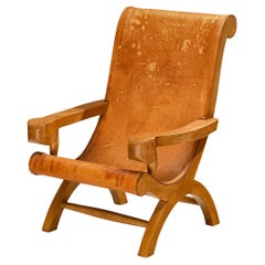 Ricardo Legorreta 'Butaque' Lounge Chair in Oak and Leather