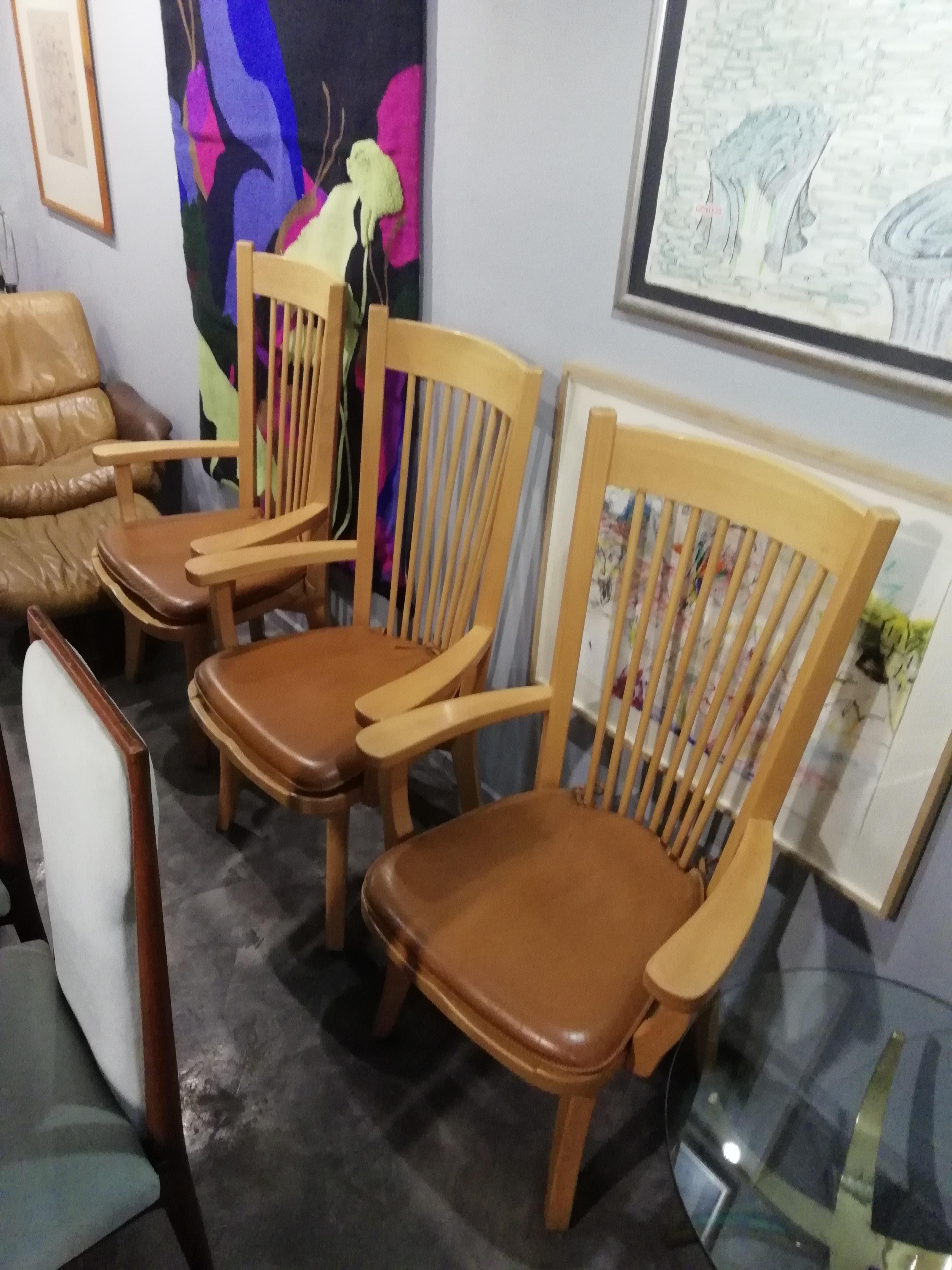 Late 20th Century Ricardo Legorreta Set of 6 Mexican Modern White Oak Dining Armchair