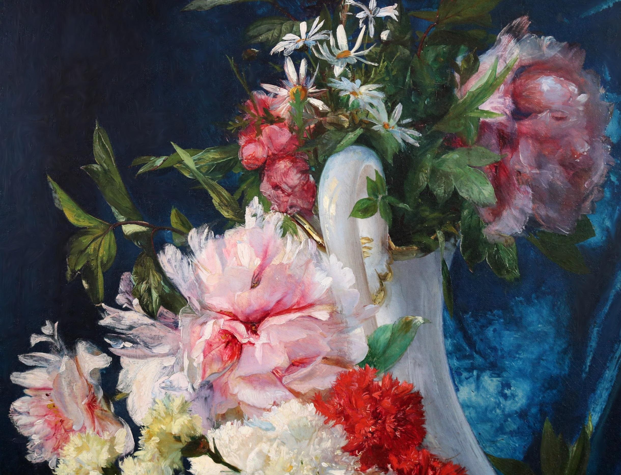 Flores de Verano - 19th Century Floral Still Life Oil Painting  1