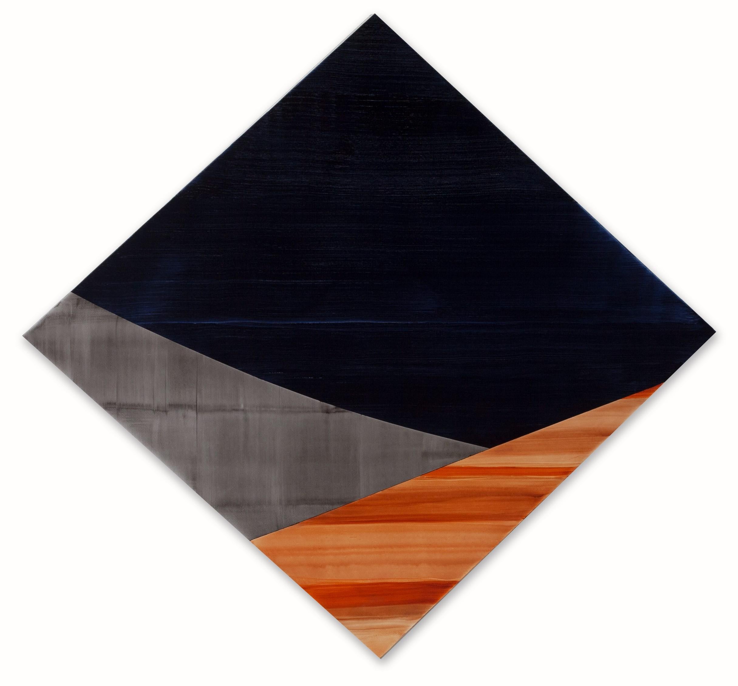  Geometrisches, abstraktes, mehrfarbiges, rautenförmiges Gemälde in Öl auf Leinwand