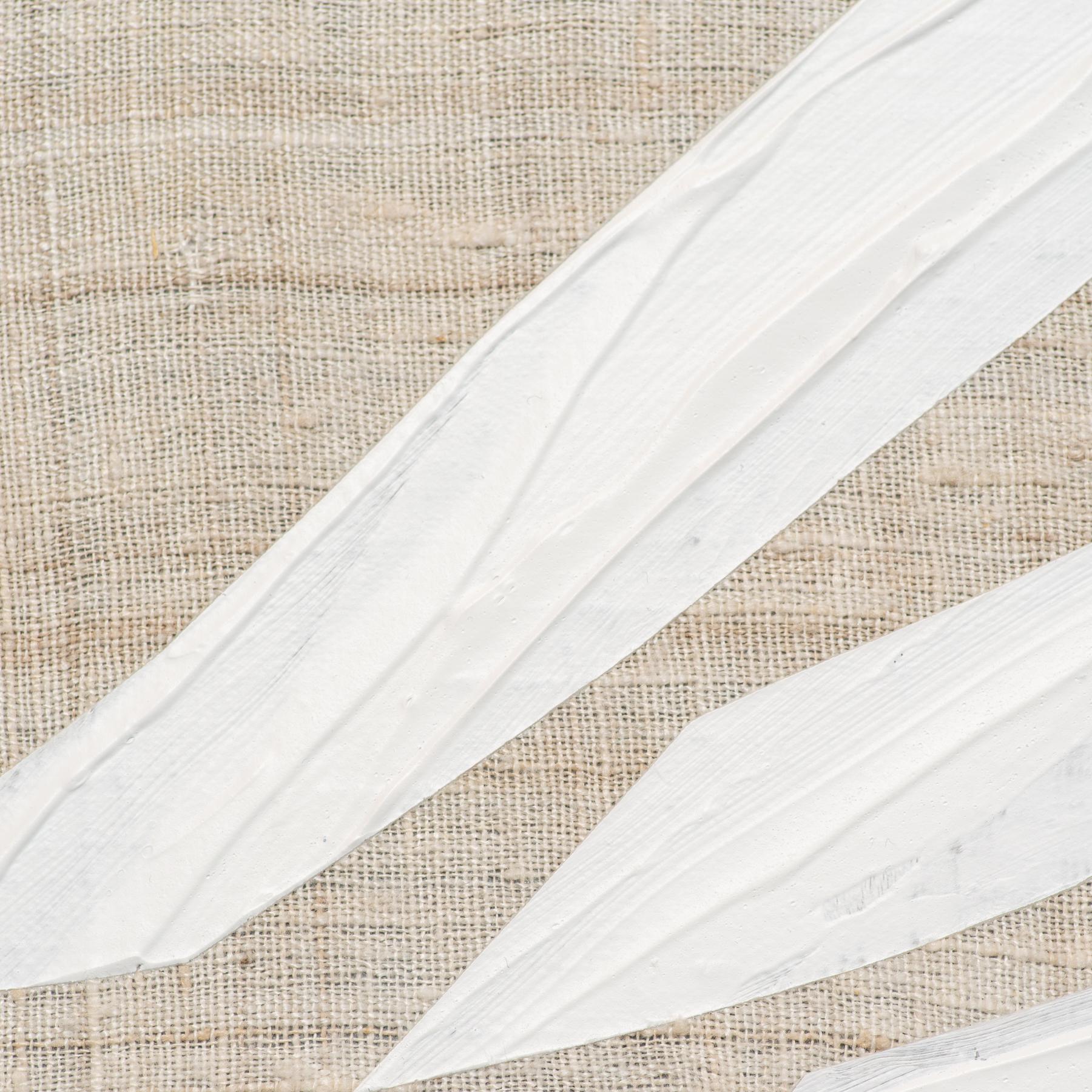 White acrylic on natural silk from Oaxaca - Abstract Painting by Ricardo Mazal