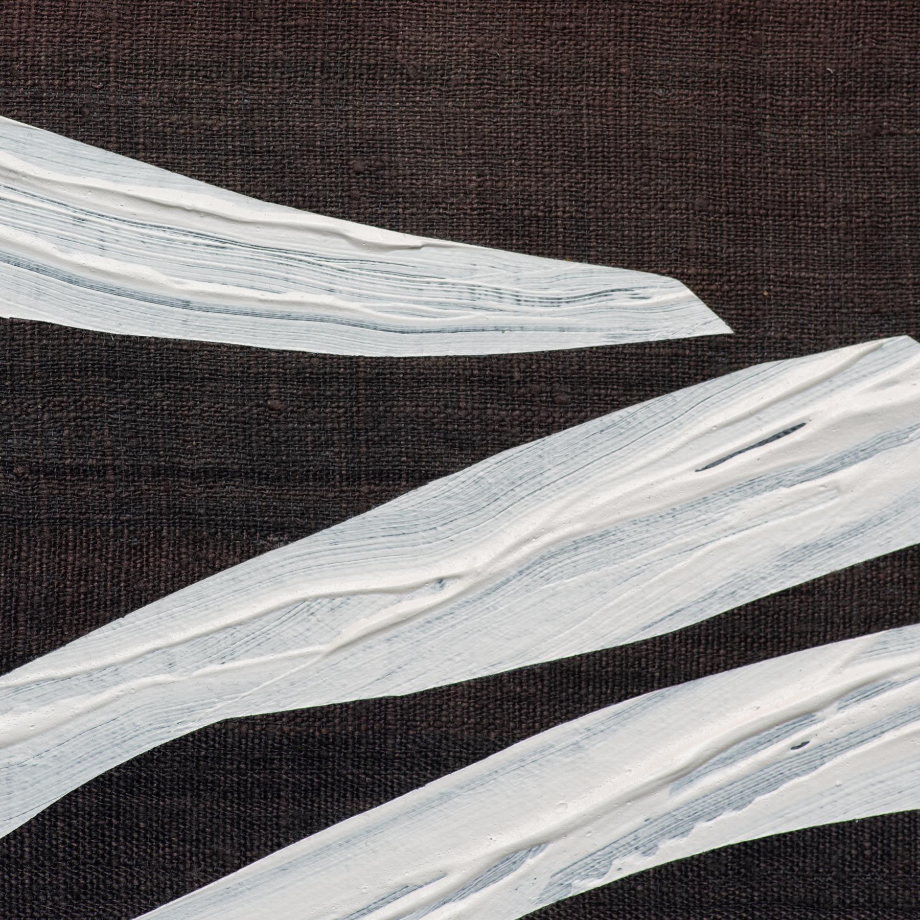 White acrylic on natural silk from Oaxaca, hand-dyed with cochineal and indigo - Abstract Painting by Ricardo Mazal