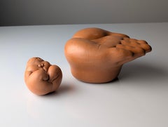 Ricardo Mesa, Terracotta Sculpture 'Gordita Feliz' on Hand, Unique, Signed 1980