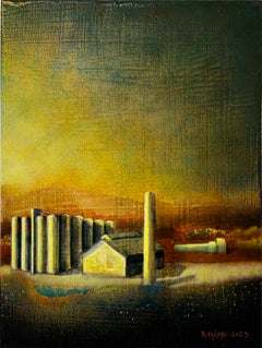 Atlas Concrete (Fabbrica gialla e color ruggine contro un cielo giallo e verde)