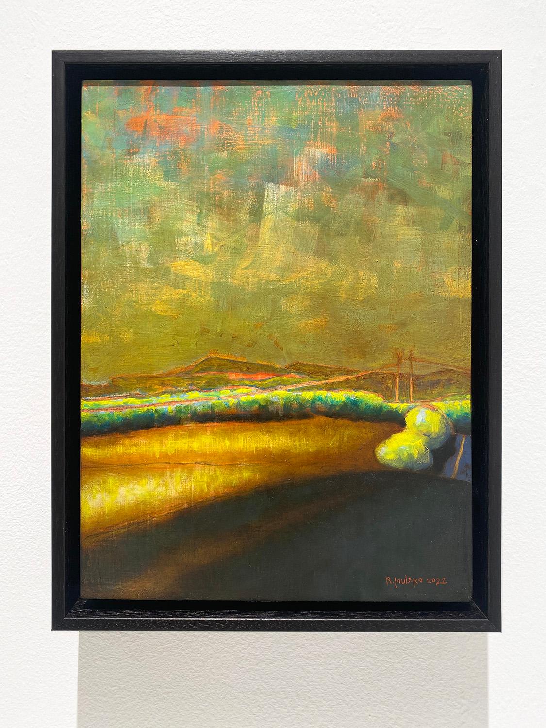 Church Road (Abstract Landscape Painting of Country Fields & Mountains) For Sale 1
