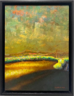 Church Road (Abstract Landscape Painting of Country Fields & Mountains)