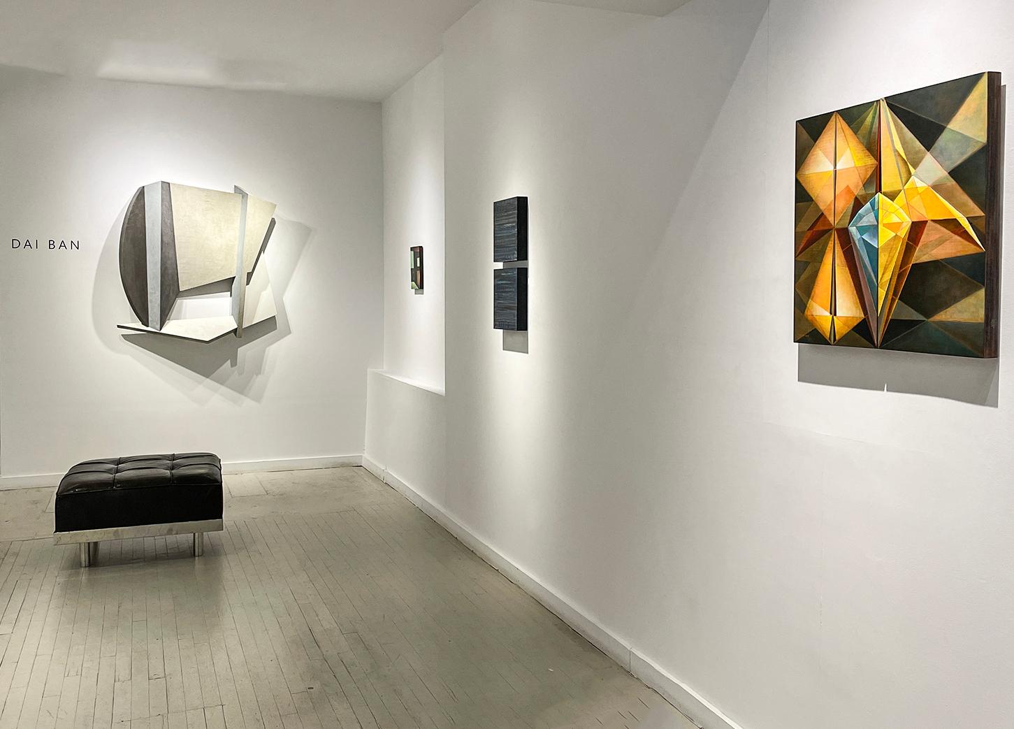 Iris (Contemporary Abstract Geometric Painting, Diptychon in Öl) im Angebot 2