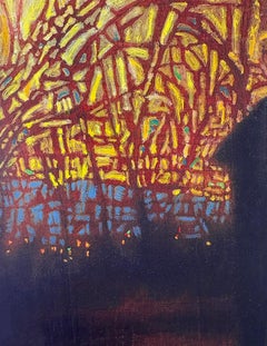 Stone Smokehouse at Rushmore Farm (Barn Silhouette and Trees at Sundown)