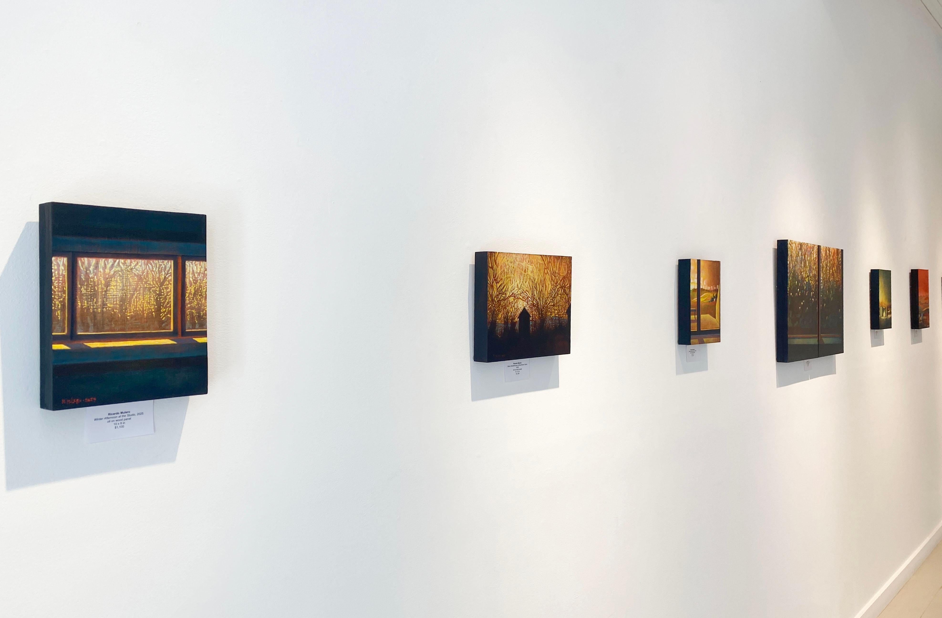 Winter Afternoon at the Studio (Abstract Interior with Sunlit Landscape View) For Sale 1