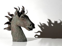 Large Brutalist Horse Head Sculpture in Bronze by Ricardo Preciado 1960s