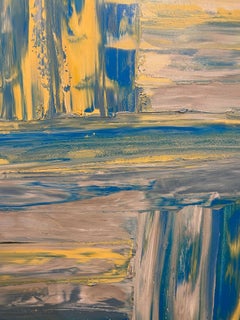 Ricardo Rumi Peinture à l'huile abstraite contemporaine encadrée, intitulée : "Blue-Y