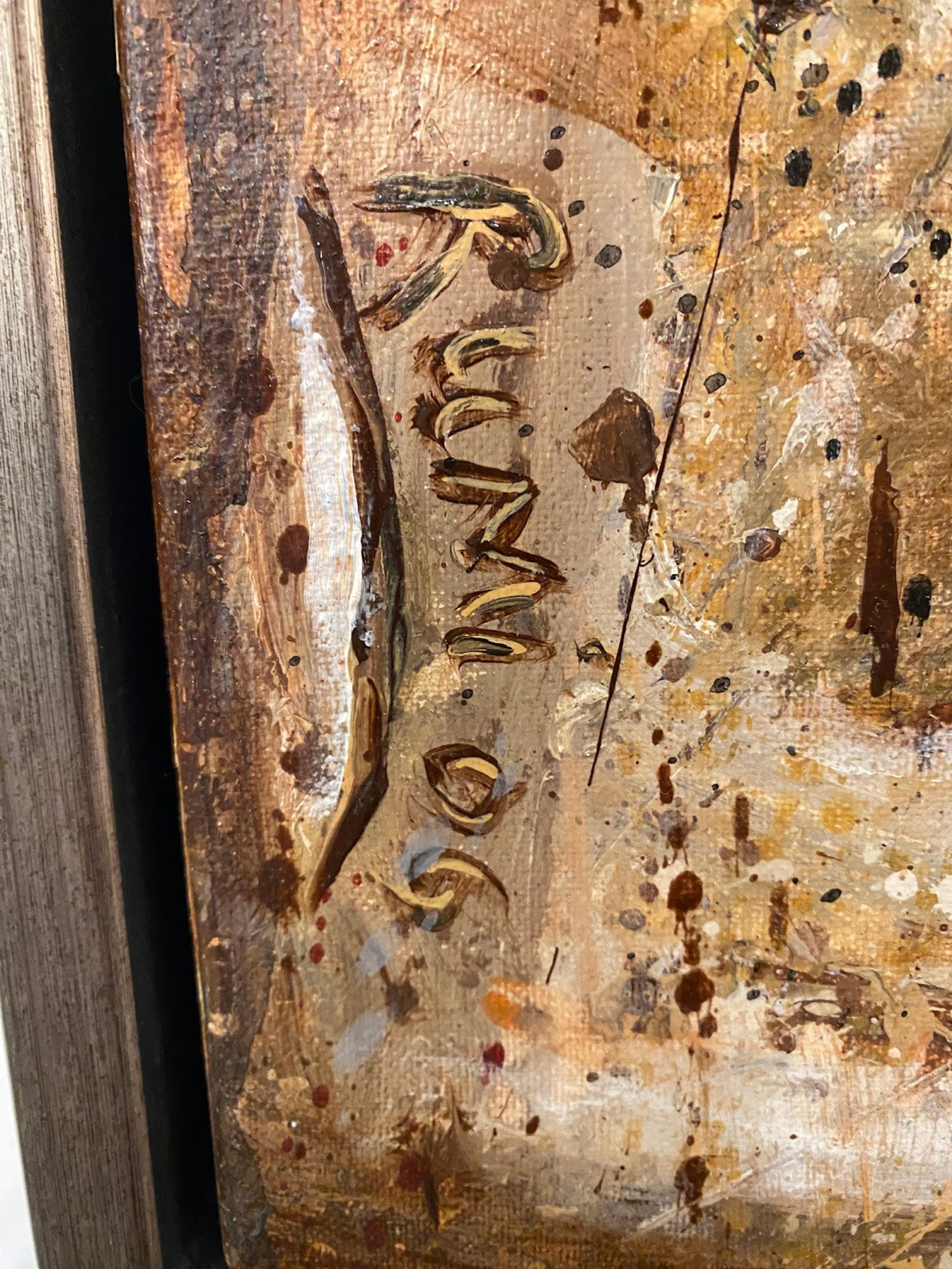 Ricardo Rumi Amerikanisches gerahmtes abstraktes Ölgemälde auf Leinwand, Ölgemälde, Titel: „Fossil Diptychon“ (Moderne) im Angebot