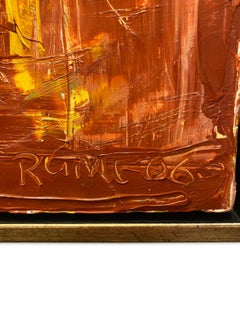 Ricardo Rumi Amerikanisches gerahmtes abstraktes Ölgemälde mit dem Titel „Fire“ (2006)