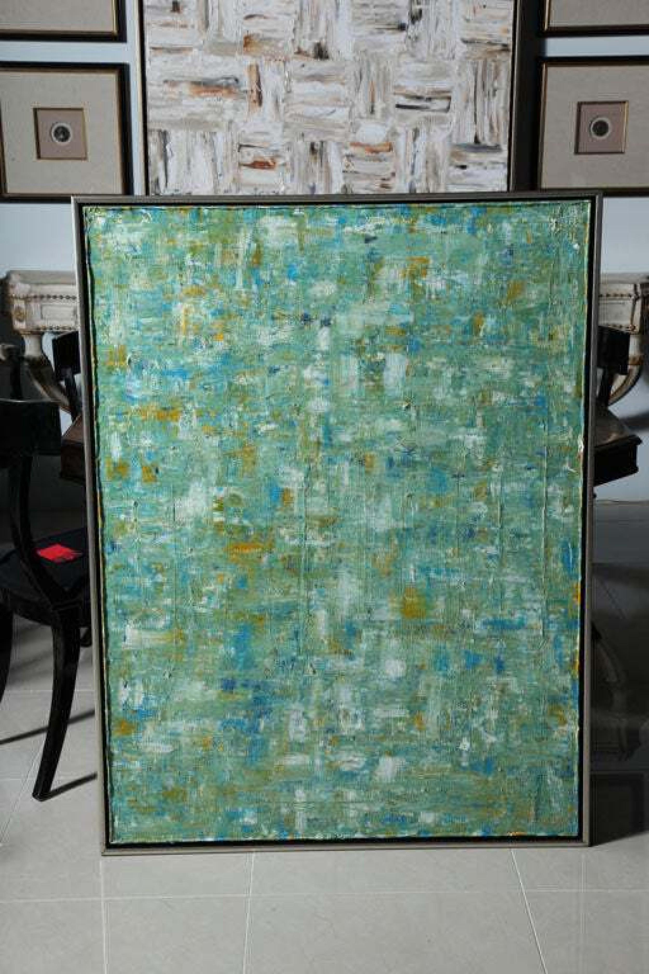Americano Ricardo Rumi Pittura ad olio astratta americana con cornice, intitolata: 