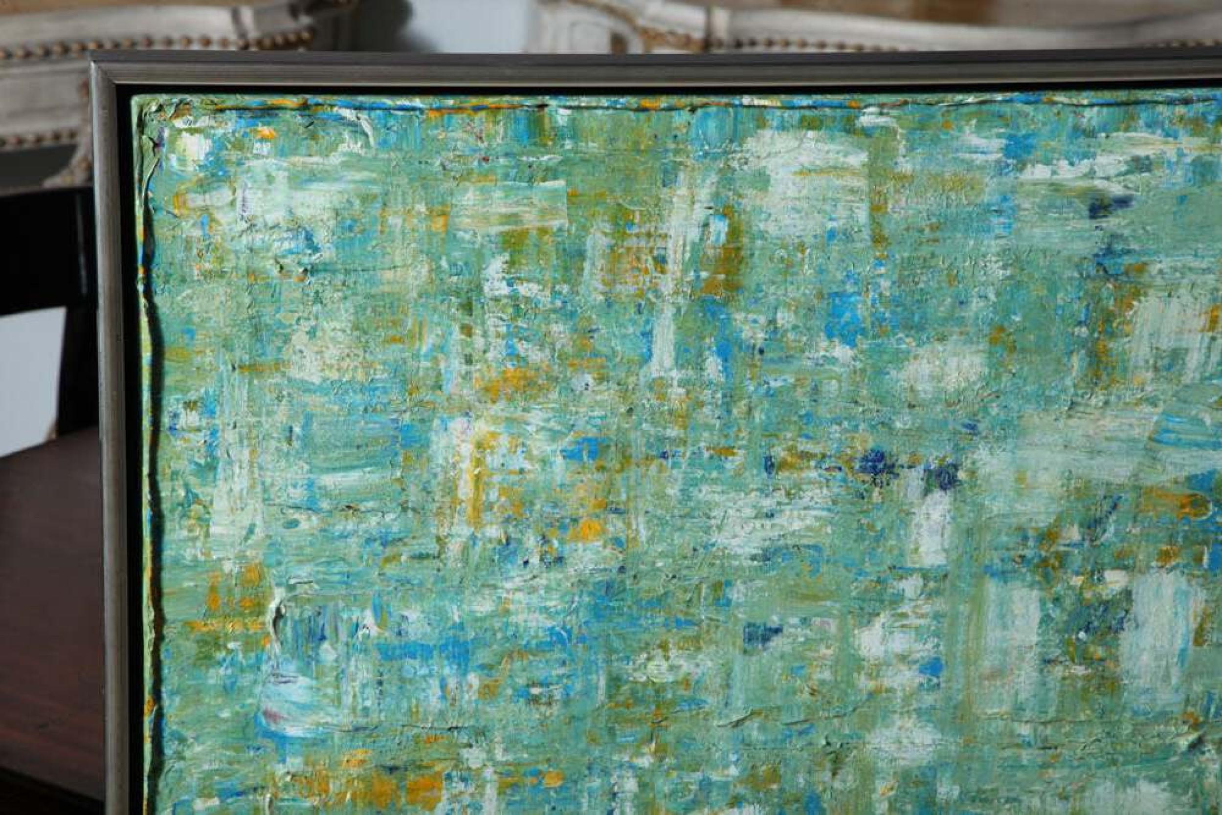 Dipinto a mano Ricardo Rumi Pittura ad olio astratta americana con cornice, intitolata: 