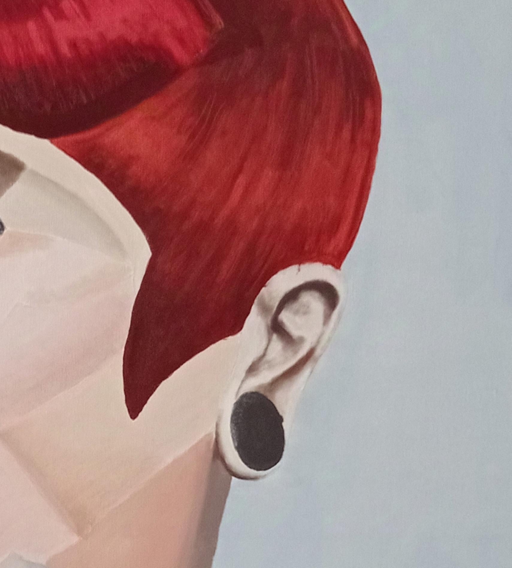 Bowie - 21° secolo, pittura a olio, tela, ritratto, commento sociale - Painting di Ricardo Tena