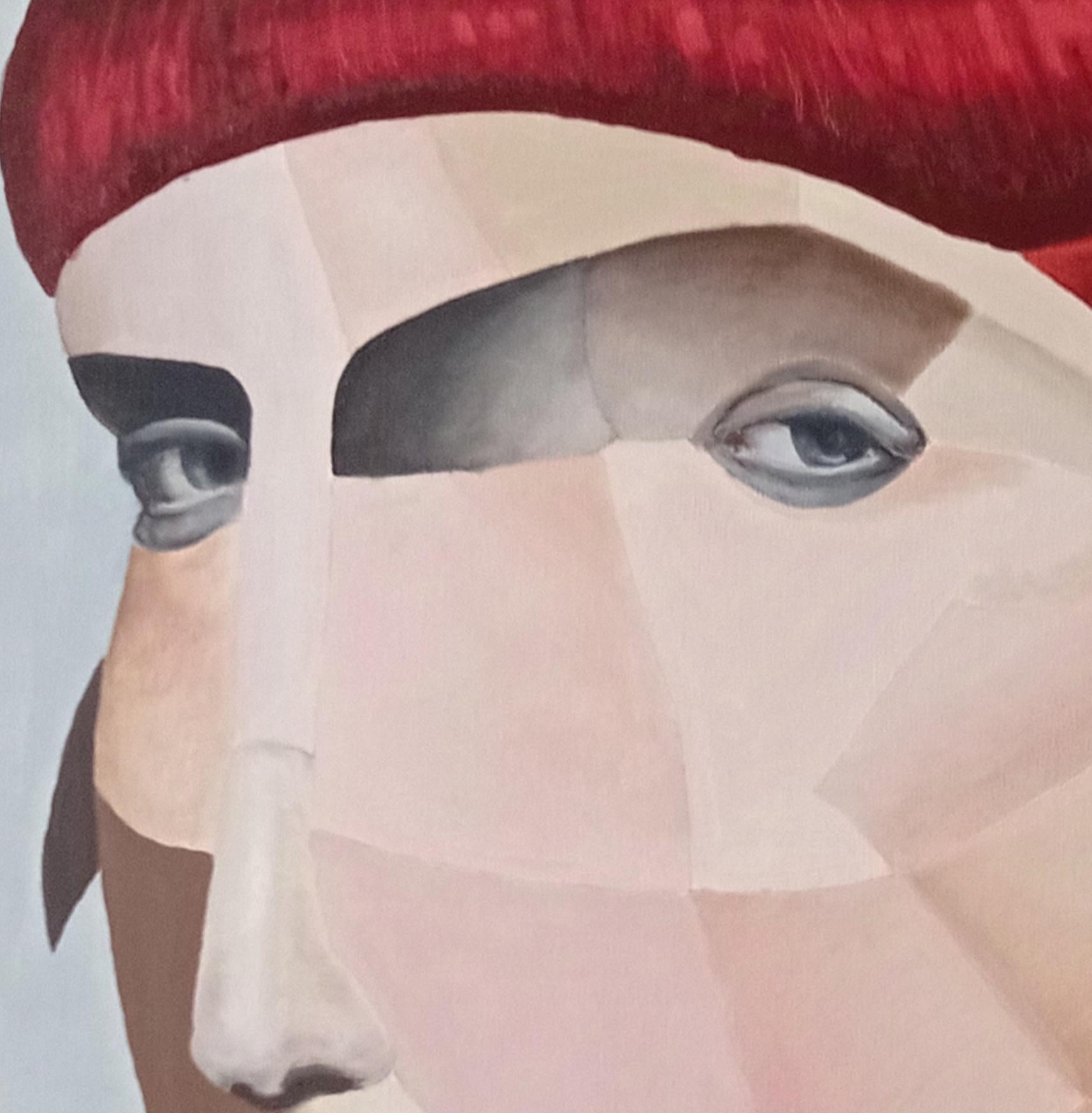 Bowie - 21° secolo, pittura a olio, tela, ritratto, commento sociale - Portrait Painting Grigio di Ricardo Tena