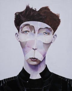 Grim - 21° secolo, pittura a olio, tela, ritratto, commento sociale