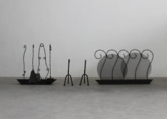 Riccado Dalisi Fireplace Tools Set in Lacquered Metal by Dimensione Fuoco 1980s