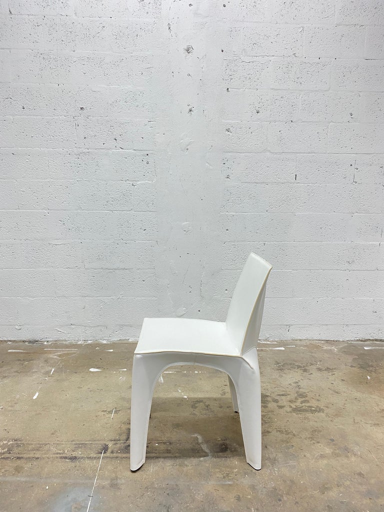 Modern Riccardo Blumer & Matteo Borghi BB Dining Chair in Matte White Leather Poliform For Sale