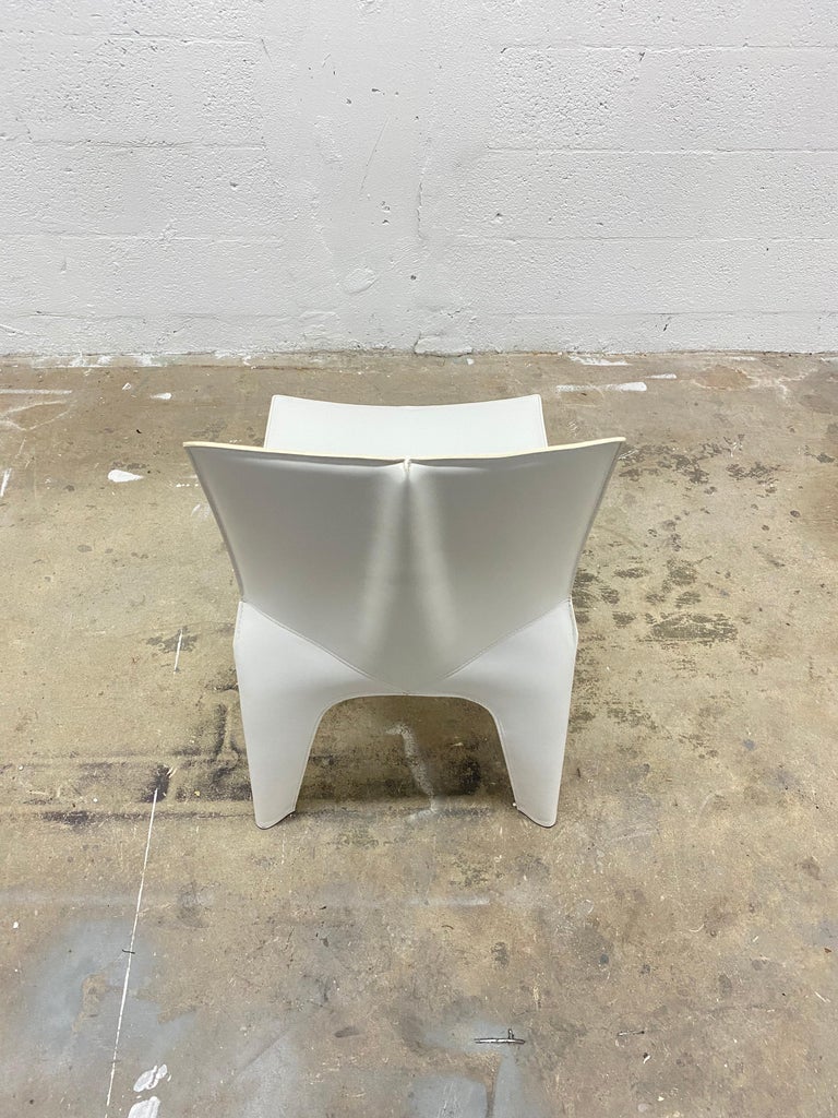 Riccardo Blumer & Matteo Borghi BB Dining Chair in Matte White Leather Poliform For Sale 3