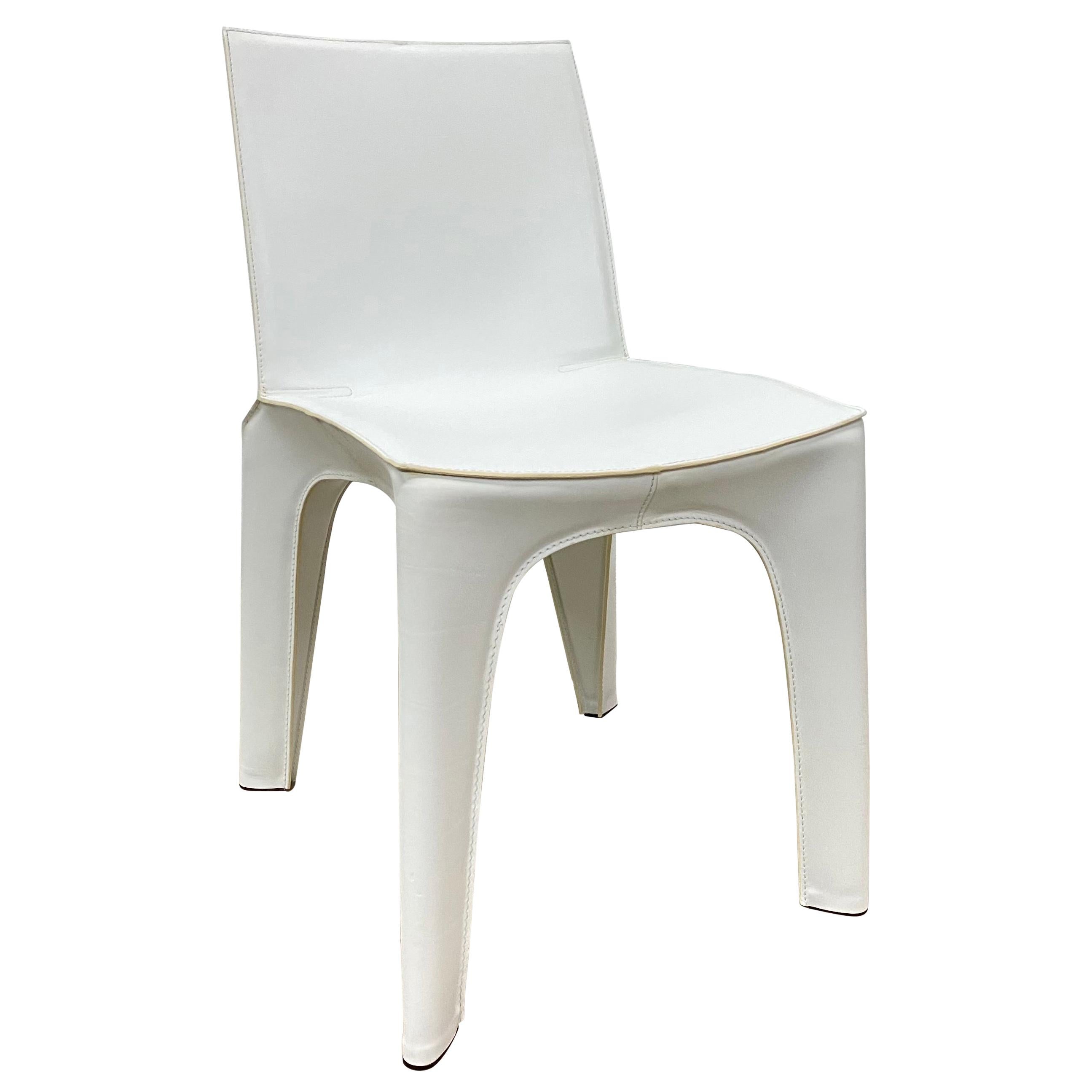 Riccardo Blumer & Matteo Borghi BB Dining Chair in Matte White Leather Poliform