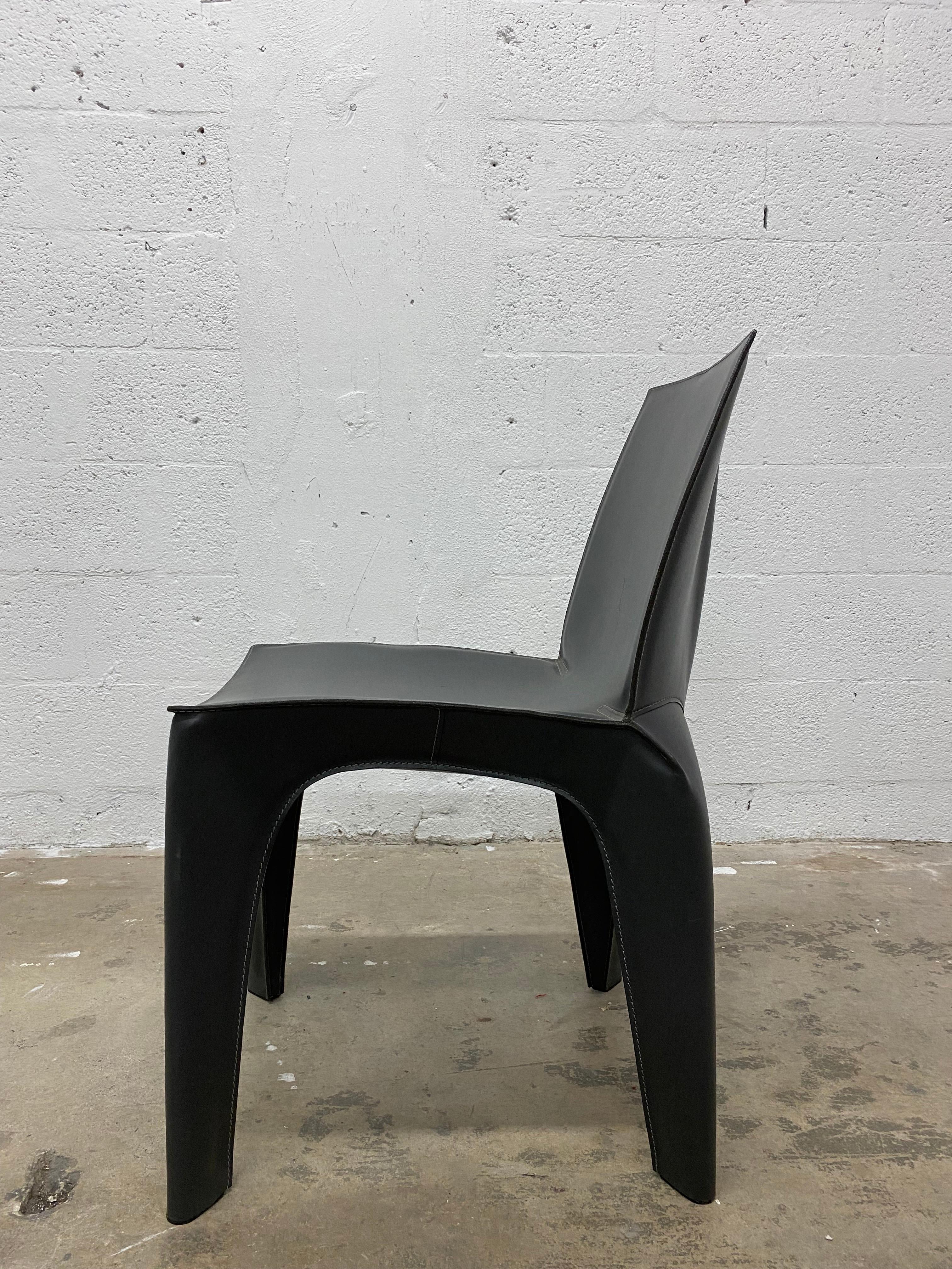 Modern Riccardo Blumer & Matteo Borghi BB Leather Dining Chairs for Poliform, a Pair For Sale