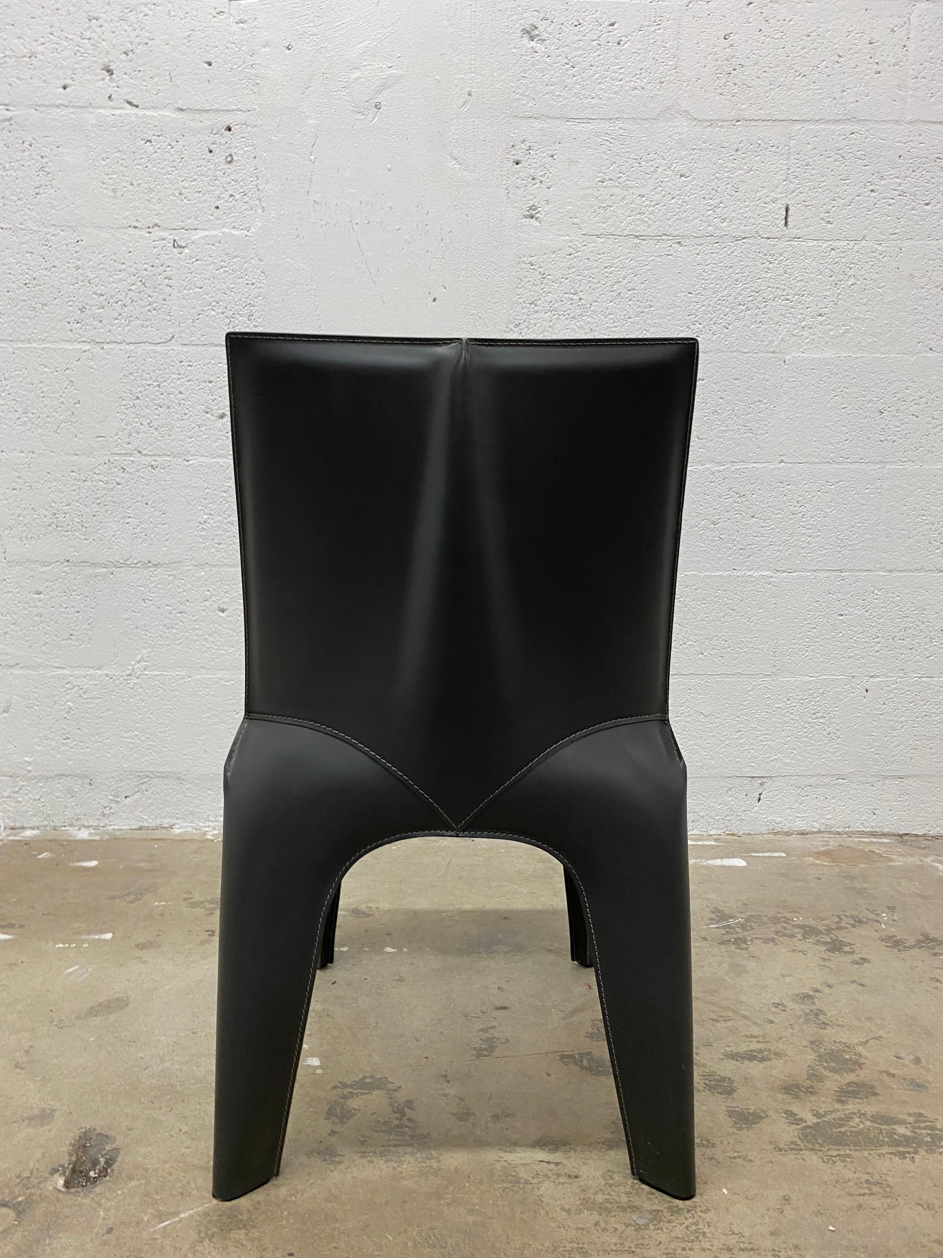 Italian Riccardo Blumer & Matteo Borghi BB Leather Dining Chairs for Poliform, a Pair For Sale