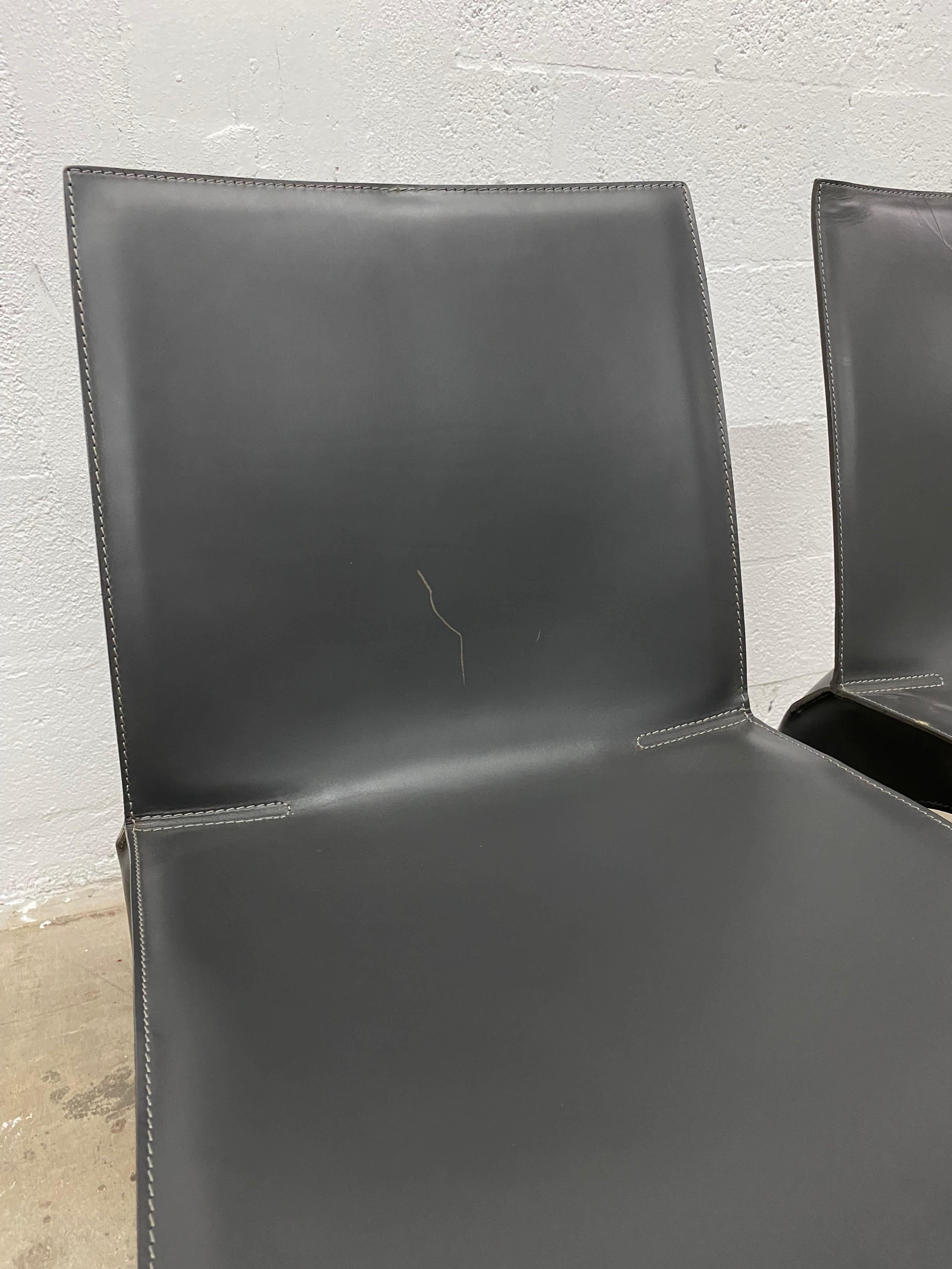 Riccardo Blumer & Matteo Borghi BB Leather Dining Chairs for Poliform, a Pair For Sale 2