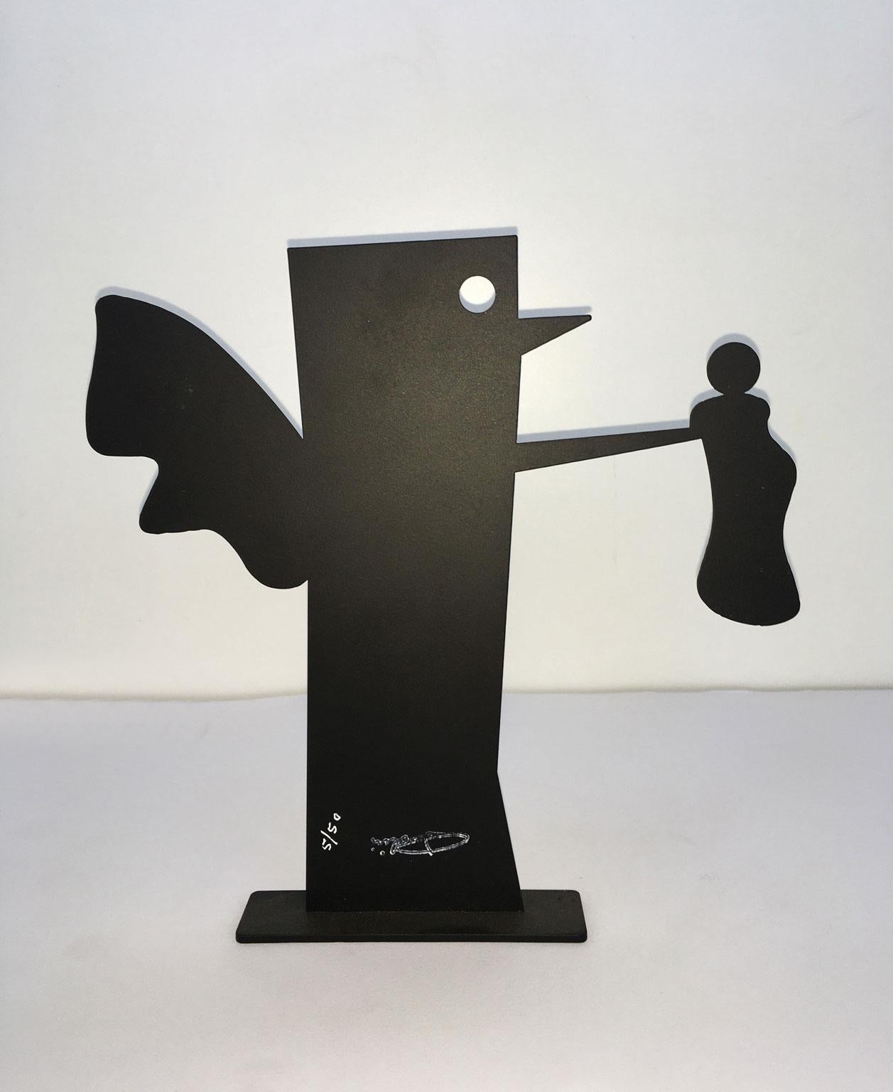 Italy 1980 Riccardo Dalisi Black Metal Painted Sculpture Caffellatte For Sale 8