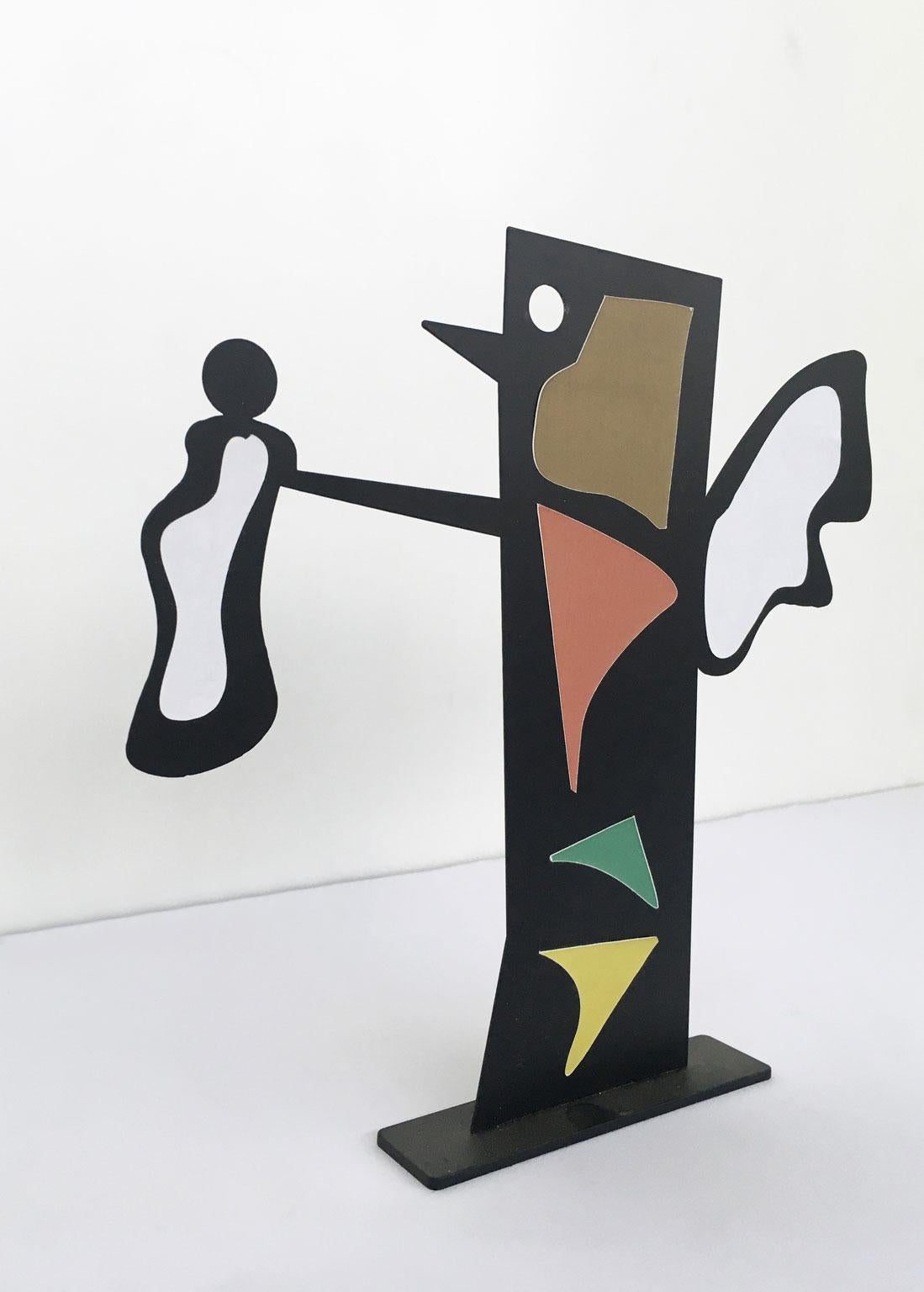 Italy 1980 Riccardo Dalisi Black Metal Painted Sculpture Caffellatte For Sale 2