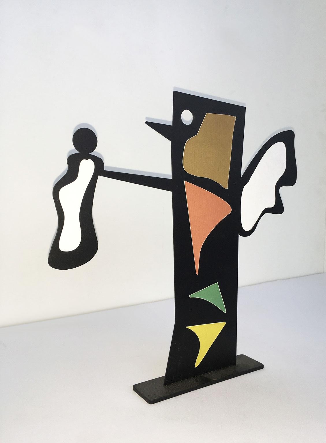 Italy 1980 Riccardo Dalisi Black Metal Painted Sculpture Caffellatte For Sale 3