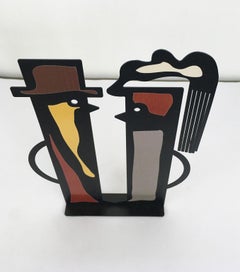 Italia 1980 Riccardo Dalisi Escultura de metal pintada de negro Amanti Amantes