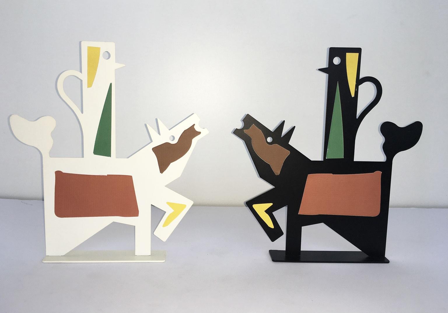 Italy 1980 Riccardo Dalisi Black Painted Metal Sculpture Muccacaffè For Sale 15