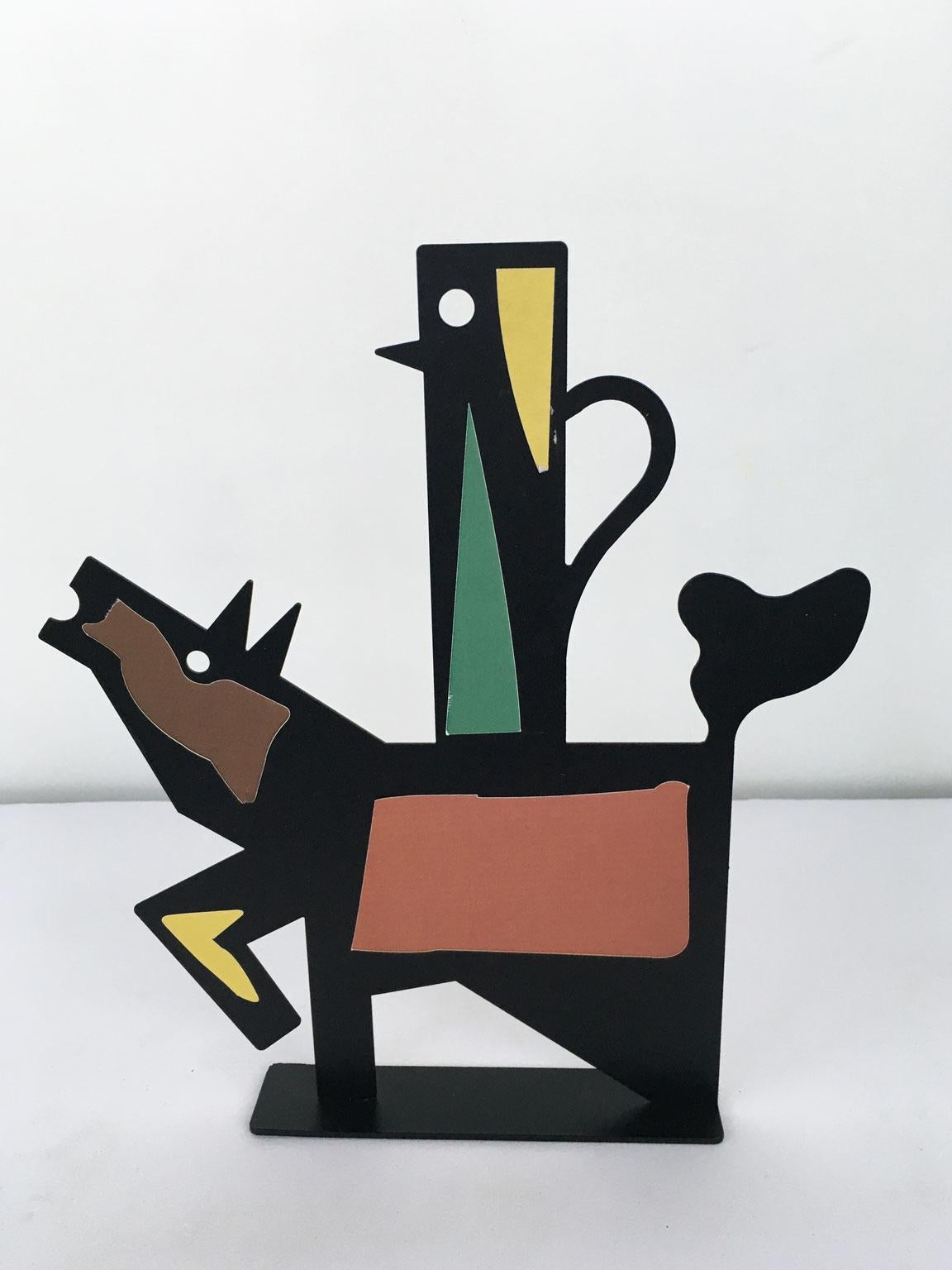 Italy 1980 Riccardo Dalisi Black Painted Metal Sculpture Muccacaffè For Sale 16
