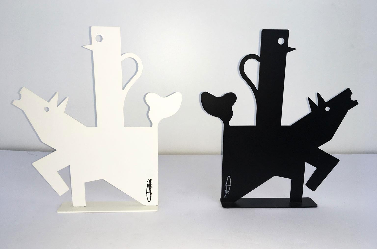 Italy 1980 Riccardo Dalisi Black Painted Metal Sculpture Muccacaffè For Sale 18