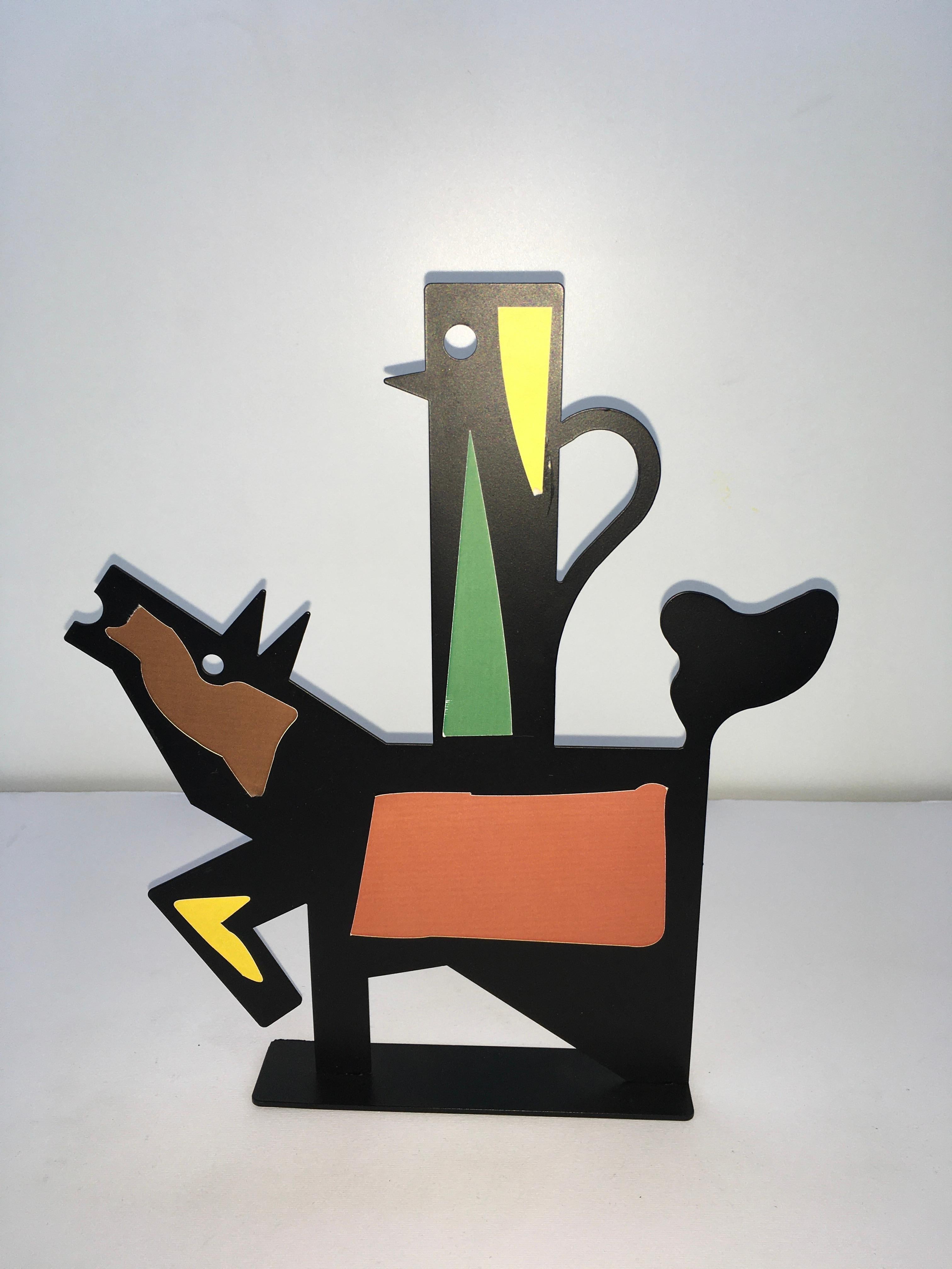 Italy 1980 Riccardo Dalisi Black Painted Metal Sculpture Muccacaffè For Sale 1