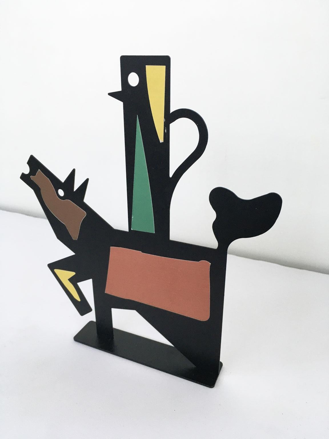 Italy 1980 Riccardo Dalisi Black Painted Metal Sculpture Muccacaffè For Sale 3