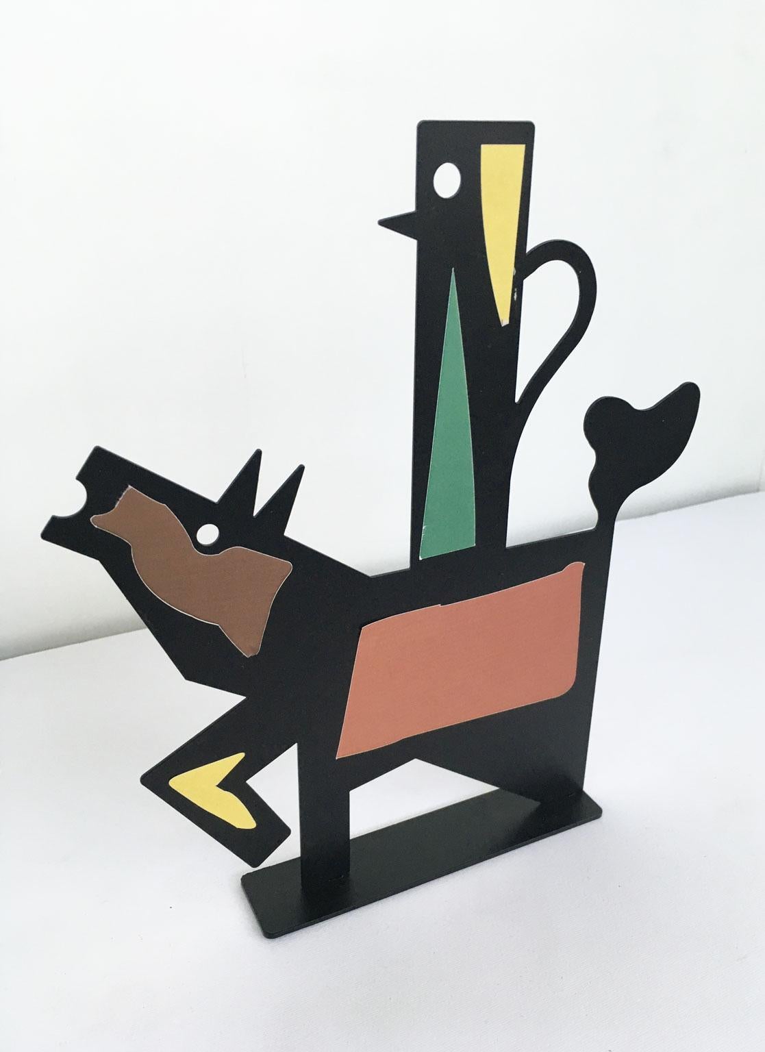 Italy 1980 Riccardo Dalisi Black Painted Metal Sculpture Muccacaffè For Sale 4
