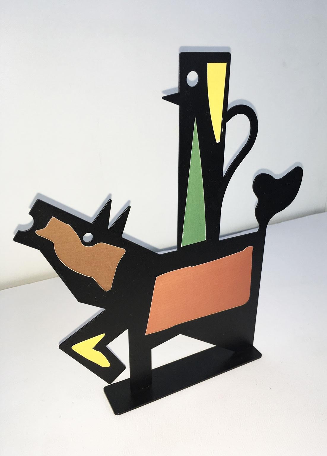 Italy 1980 Riccardo Dalisi Black Painted Metal Sculpture Muccacaffè For Sale 5
