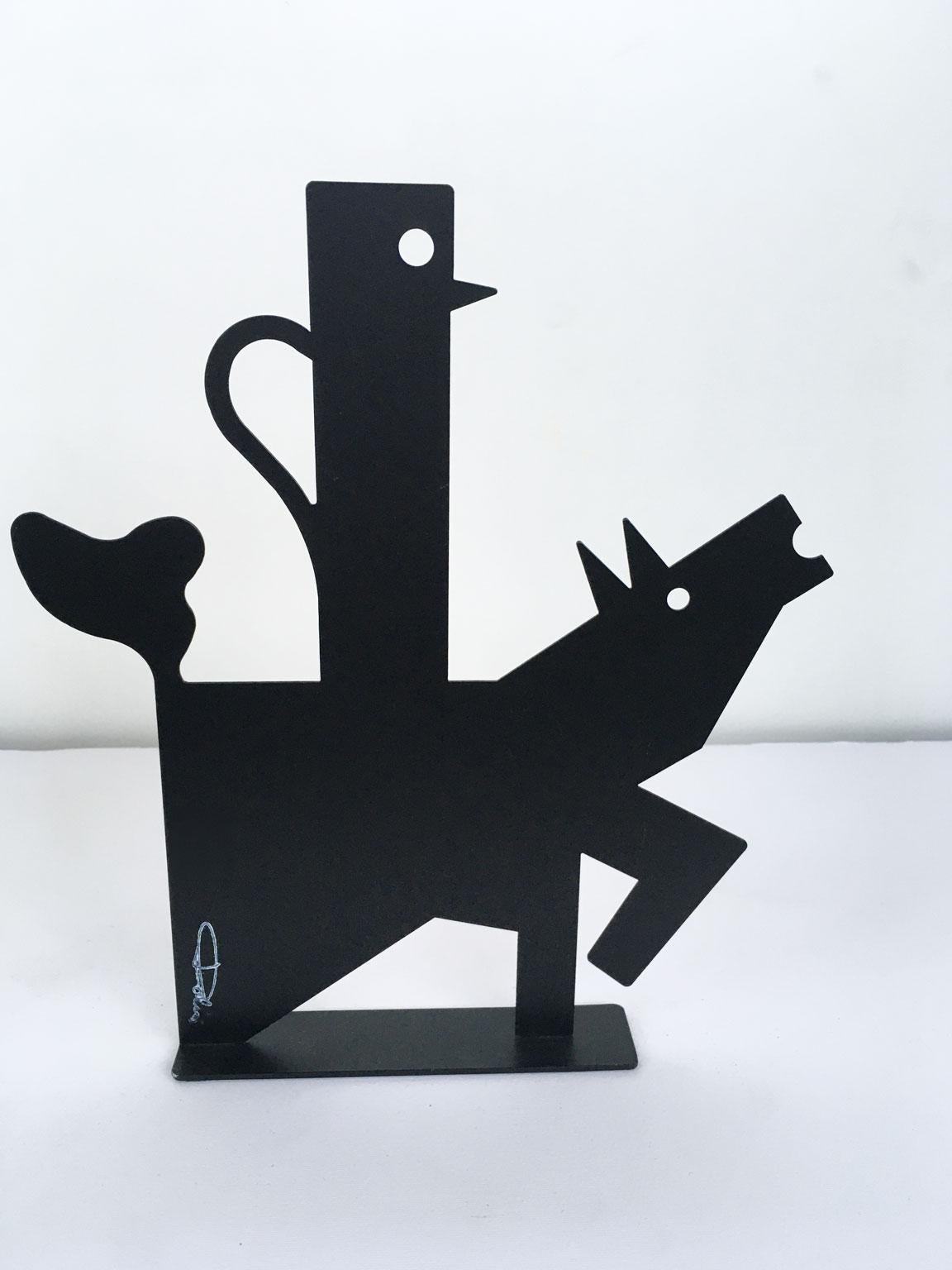 Italy 1980 Riccardo Dalisi Black Painted Metal Sculpture Muccacaffè For Sale 6